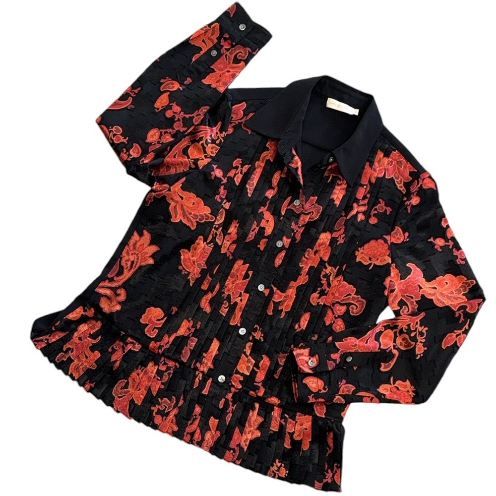Tory Burch Pleated Mountain Paisley Button Blouse 6